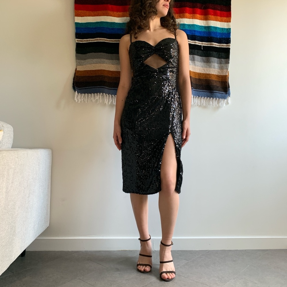 Vintage 1990s Niteline by Della Roufogali Black Sequins Dress